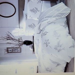 Stone Cottage 3 piece King Willow Duvet cover set White Tan Floral cotton New…